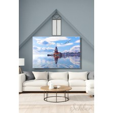 Şehber Dikey Kanvas Tablo Dekoratif Tekli Duvar Dekoru Salon Mutfak Yatak Odası Ofis Kız Kulesi Manzara