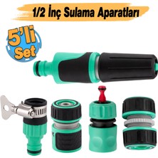Badem10 5'li Set Yarım Parmak 1/2 Inç Hortum Ekleme Aparatı Sulama Başlık Sök Tak Musluk Çeşme Takma Adaptör