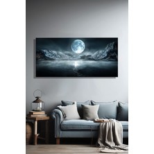 Şehber Duvar Tablosu Yatay Kanvas Tekli Salon Mutfak Yatak Odası Ofis Gölde Dolunay