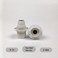 Dekoratif Plastik E-14 Tam Dişli Halkalı Duy Beyaz (2 Adet)