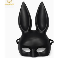 Aylina Mey Ithalat® Uzun Kulaklı Siyah Lüks Tavşan Maskesi