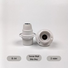 Dekoratif Plastik E-14 Yarım Dişli Halkalı Duy Beyaz (2 Adet)