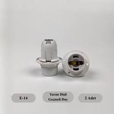 Dekoratif Plastik E-14 Yarım Dişli Halkalı Geçmeli Duy Beyaz (2 Adet)