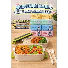 M&H 2 Katlı Beslenme Kabı ve 8'li Islak Mendil Yemek Seti - Ofis, Okul, Kamp Beslenme Kutusu Yemek Kabı