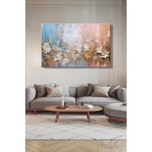 Şehber Yatay Kanvas Duvar Tablosu Tekli Salon Mutfak Yatak Odası Ofis 3D Yağlı Boya Efekt Çiçekler