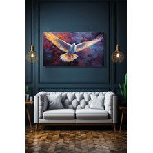 Şehber Kanvas Duvar Tablosu Yatay Tekli Salon Mutfak Yatak Odası Ofis Soyut Hristiyan Illüstrasyonu Güvercin