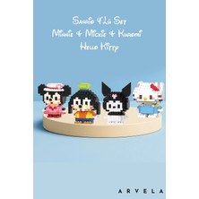 Arvela Sanrio 4’lü Mini Blok Set – Minnie, Mickie, Kuromi ve Hello Kitty Koleksiyon Figürleri