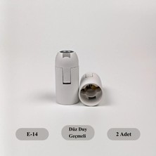 Dekoratif Plastik E-14 Düz Geçmeli Duy Beyaz (2 Adet)