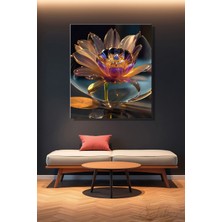 Şehber Kristal Lotus Çiçeği Desenli Dekoratif Kanvas Tablo Dikey Tekli Salon Mutfak Yatak Odası Ofis