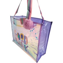 Butik Mey Ithalat®  Şeffaf Hologram Mor Good Luck Büyük Omuz Çantası