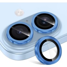Yapax iPhone 16 Uyumlu Çerçeveli Kamera Mavi Lens Koruyucu