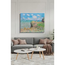Şehber Yatay Tekli Kanvas Duvar Tablosu Modern Salon Mutfak Yatak Odası Ofis Claude Monet Kayalıklar