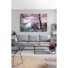 Şehber Kanvas Duvar Tablosu Yatay Tekli Salon Mutfak Yatak Odası Ofis Pembe Filtre Göl Manzarası