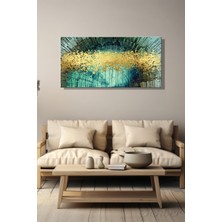 Şehber Yatay Kanvas Duvar Tablosu Tekli Salon Mutfak Yatak Odası Ofis Altın Renkli Ağaç Motifli