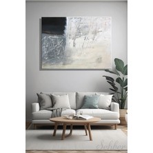 Şehber Modern Duvar Tablosu Yatay Kanvas Tekli Salon Mutfak Yatak Odası Ofis Siyah Beyaz Temalı Soyut