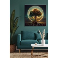 Şehber Modern Dekoratif Tekli Kanvas Duvar Tablosu Kare Salon Mutfak Yatak Odası Ofis Illüstrasyon Ağaç