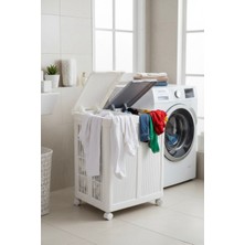 Safirs Tekerlekli Katlanabilir 2 Bölmeli 100 Litre Çamaşır ve Oyuncak Sepeti – Pratik Ev Düzenleyici