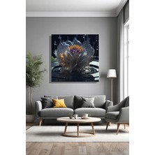 Şehber Kare Dekoratif Lotus Çiçeği Kanvas Tablo Duvar Dekoru Salon Mutfak Yatak Odası Ofis