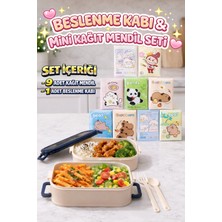 M&H Yemek Seti: 2 Katlı Beslenme Kabı ve 9'lu Mini Peçete Yemek Seti - Ofis, Okul, Kamp Yemek Kabı