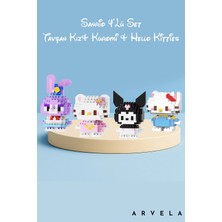 Arvela Sanrio 4’lü Mini Blok Set – Tavşan Kız, Kuromi ve Hello Kitty Figür Koleksiyonu
