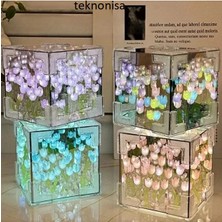 Teknonisa Sonsuz Renkli Ayna Renkli Yansımalı Aynalı Küp Masa Lambası, Kendin Yap Tasarımıyla