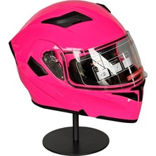 Scharf 902 Çene Açılır Motosiklet Kaskı – Güneş Gözlüklü (Şeffaf Vizörlü) Pink