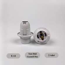 Dekoratif Plastik E-14 Tam Dişli Halkalı Geçmeli Duy Beyaz (2 Adet)