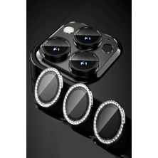 Yapax iPhone 11 Pro Uyumlu Taşlı Çerçeveli Kamera Siyah Lens Koruyucu