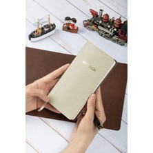 Dival Notebook 9X18 cm Krem Yumuşak Vegan Deri Kapak Kareli Tarihsiz Not Okul Defteri