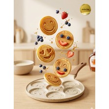 ChefTime Premium Krem Emoji Granit Pankek Tava 26 cm Döküm