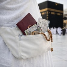 SHR Tasarım Ayarlanabilir Cepli Suni Deri Ihram Kemeri Bel Çantası Hac ve Umre Için Güvenli