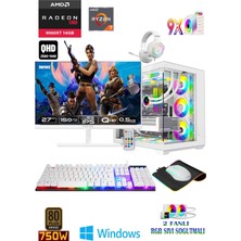 Apphirex Full White X95 Ryzen 7 5700X 32GB 1tb M.2 SSD RX9060XT 16GB 27'' 150Hz Qhd Sıvı Soğutmalı Masaüstü Oyuncu Bilgisayarı