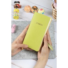 Dival Notebook 9X18 cm Fıstık Yeşil Yumuşak Vegan Deri Kapak Kareli Tarihsiz Not Okul Defteri