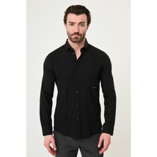 MCR Düz Slim Fit Cepli Uzun Kollu Erkek Gömlek
