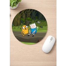 Eylül Design Adventure Time Baskılı Yuvarlak Kaydırmaz Mousepad Ergonomik Mouse Pad