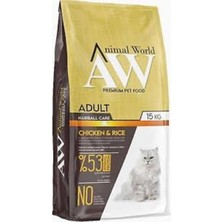 Animal World Tavuklu & Pirinçli Tüy Yumağı Önleyici Yetişkin Kedi Maması 15 kg