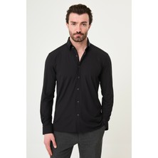 MCR Çizgili Slim Fit Metal Düğmeli Uzun Kollu Erkek Gömlek