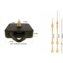 Silva Nature Akar Saat Mekanizması Sessiz Duvar Saat Mekanizması 16 mm Şaft -Akrep-Yelkovan-Saniye-Askılı