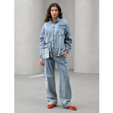 by Eylül Ertürk Beyaz Çizgi Detaylı Kot Pantolon