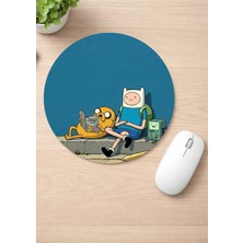 Eylül Design Adventure Time Baskılı Yuvarlak Kaydırmaz Mousepad Ergonomik Mouse Pad