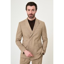 MCR Kırçıllı Slim Fit Mono Yaka Gizli Düğme Pileli Pantolon Erkek Takım Elbise