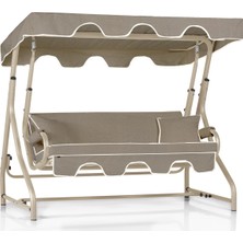 Erinöz Ruta 3 Kişilik Sabit Bahçe Balkon Salıncağı -Kum Rengi / Panayır Krem