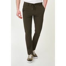 MCR Desenli Super Slim Fit Beli Lastikli İpli Erkek Pantolon