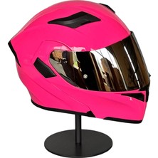 Scharf 902 Çene Açılır Motosiklet Kaskı – Güneş Gözlüklü (Silver Vizörlü) Pink