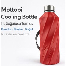 Mottopi Soğutucu Saplı Termos Kırmızı– 1 L Cooling Bottle Dondur Doldur Soğut, Buzsuz Soğuk Su Termosu, Soğutucu Şişe, Taşınabilir Sıvı Soğutucu