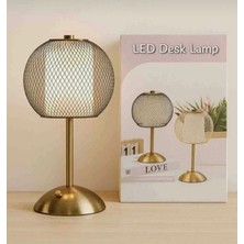Hangast Gold Metal Kafes LED Masa Lambası | Dekoratif Gece Lambası | Modern Şarjlı Masa Lambası