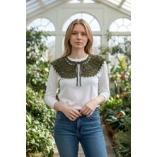 Tokuşka Örgü Bağlamalı Şal Yaka