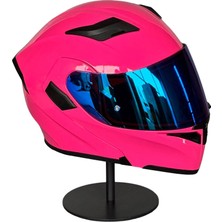 Scharf 902 Çene Açılır Motosiklet Kaskı – Güneş Gözlüklü (Darkblue Vizörlü) Pink