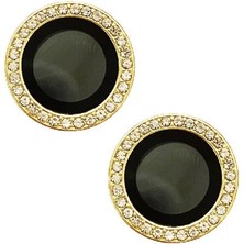 Yapax iPhone 16 Plus Uyumlu Taşlı Çerçeveli Kamera Gold Lens Koruyucu