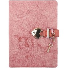 Elit Pembe Nubuk Kapak Kilitli  Çizgili Defter